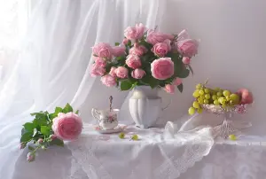 Розы, виноград, шифон