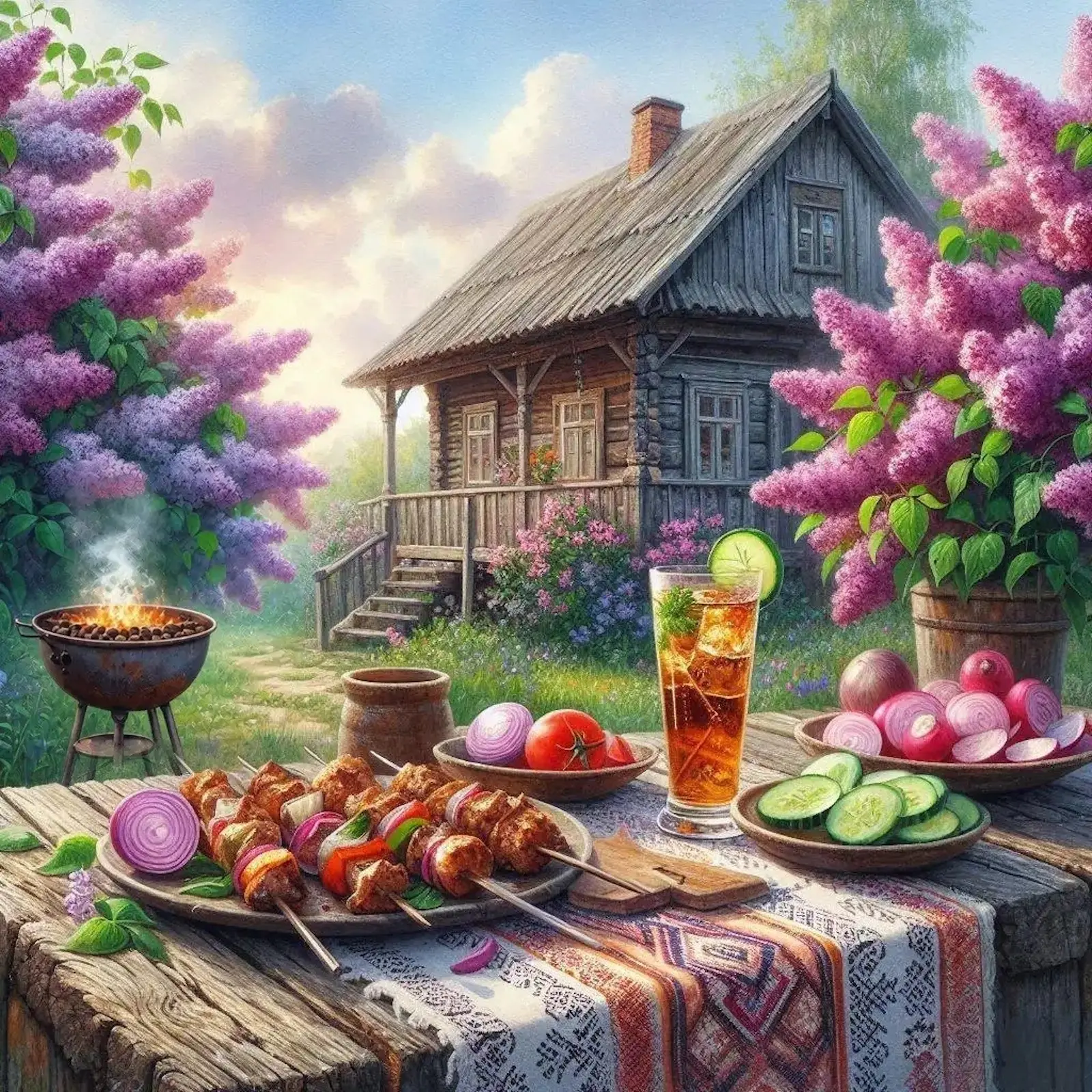 Шашлык в деревне