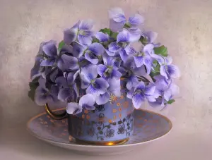 Фиалки в чашке